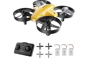 ATOYX Mini Drone para Niños, RC Helicopter Quadcopter AT-66C, 3D Flips, Modo sin Cabeza, Estabilización de Altitud, 3 Velocidades,3 Baterías, Regalo para Niños y Principiantes(Amarillo)