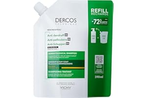 Vichy Dercos Eco-Ricarica Shampoo Anti-Forfora DS per Capelli Secchi, Azione Anti-Prurito e Anti-Ricomparsa, Arricchito Con Selenio, Formato Eco-Ricarica, 390 ml