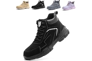 BAWALON Impermeabile Scarpe Antinfortunistiche Alte Uomo Donna Leggere Scarponi Antinfortunistiche Stivaletti da Lavoro con Punta in Acciaio in Pelle