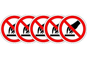 KPCM DISPLAY LTD Sign Label de sécurité ISO - International Ne pas toucher Symbole - auto autocollant 100mm Diamètre (PACK DE 5 AUTOCOLLANTS)