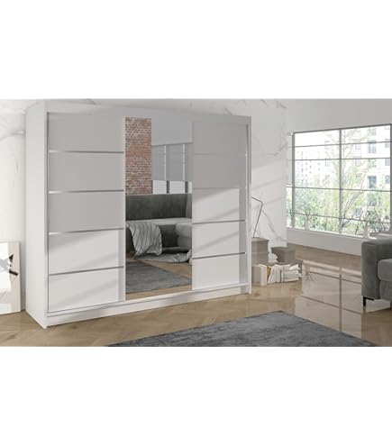 Easy4You 120 cm Moderne Schuifdeuren 2 Deuren Witte Garderobe L3