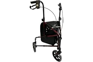 FORCE HEALTHCARE Force Ultra Lightweight 3 Wheel Rollator Aluminium Tri Walker with Bag Flame Red