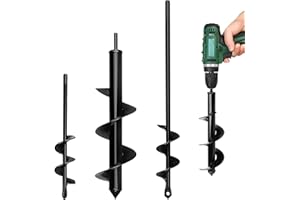 SUEWIDFAY Erdbohrer für Akkuschrauber 6x37cm/8x30cm/4x22cm，Gartenbohrer Erdbohrer für Bohrmaschine,Pflanzhilfe für Blumenzwiebeln,Blumenzwiebel Bohrer für 3/8" Sechskant-Antrieb