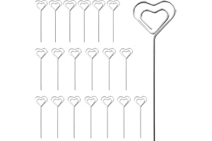 SAIIURV 20 Pieces Heart Shape Note Card Holders 10 x 3.3 cm Memo Clip Set Metal Wires Photo Stand Table Number Clip for Party Wedding Cake Décor and Gifts Décor (20PCS)