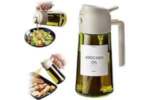 FHISKUNYU Spruzzino Olio 2 in 1 2 Pezzi 470 ml per Friggitrice ad Aria, Controllo di Precisione Anti-Goccia, Verde & Nero