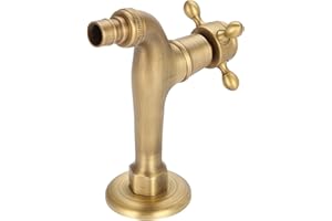 Fydun Rubinetto Ottone Esterno Vintage a Parete G1/2 per Fontana Giardino, Lavanderia, Bagno, Lavatrice - Monocomando Acqua Fredda Anticato (Lungo)