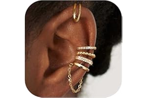 Morfetto Ear Cuff No Piercing for Women - 5 Pairs 14K Gold Plated Clip On Earrings for Non Pierced Ears - Ear Cuff No Piercing for Women Earring Stack Non Tarnish Fake Cartilage Earrings