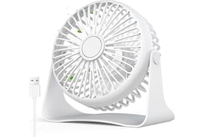 Galros piccolo Ventilatore da tavolo USB, mini con 3 velocità regolabili, silenzioso, rotazione a 360°, portatile per casa, ufficio, esterno
