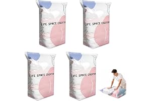 4 stycken vakuumpåsar utan pump – vakuumpåsar för resor – vakuumpåsar för kläder kudde täcken (L:100 × 80 × 30 cm)