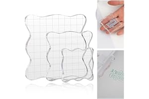 COZEVDNT 3 Stück Acrylblock für Silikonstempel, Gitter Handwerk Stempelblöcke, transparenter Stempelblock mit Gitterlinien, Stempelplatte mit Gitter Linien, 2.5/5/7.5cm Stempelblock