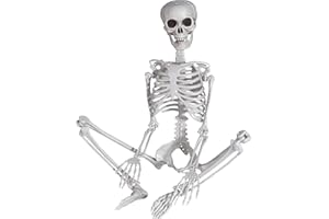 SIFOEL 90cm Halloween Skelett Plastik Ganzkörper Skelett mit beweglichen Gelenken für Halloween Haus Garten Haus Terrasse Dekorationen (1Stück)