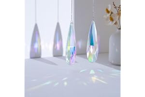 CARACALEAP Sonnenfänger Tröpfchen Kristall 2 Stück Fenster Suncatcher Kristall Sonnenfänger Anhänger Regenbogen Maker Kristall Zum Aufhängen Fensterdeko Hängend Sonnenfänger Garten Dekoration Auto Anhänger