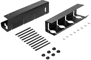Emuca - Lote de 2 bandejas organizadoras de Cables para Debajo de la Mesa, recogecables para Escritorio, Largo 430 mm, Acero, Pintado Negro