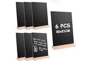 JMIATRY Lot de 6 tableau noir A4, ardoise craie 30 x 21 cm, tableau noir craie pour Mariage, Anniversaire, et Nourriture