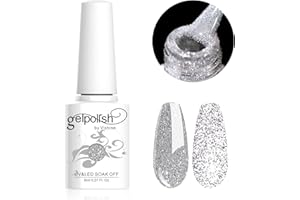 Vishine- Esmalte de uñas de gel semipermanente (10 ml, LED, brillante), color plateado