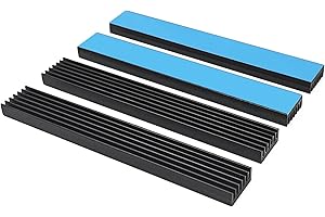 AWXLUMV 4Pcs 14mm Heatsink 100 x 14 x 6mm Black Aluminum Heat Sink Strip Radiator Cooler with Thermal Conductive Adhesive Tape Cooling Fin for Cooler Electronics LED CPU Memory Chip