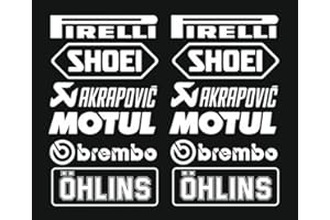 STICKERBUDE24 1 x kit n° 3 (12 autocollants, blanc, choix de couleur) PIRELLI AKRAPOVIC Tuner Logo 16 cm Decal Tuning Autocollants voiture moto Pick Up