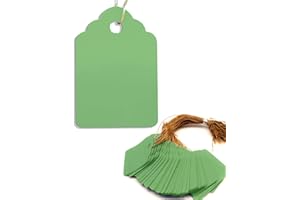 HomeTools.eu® Lot de 100 pendentifs pour plantes avec ficelle - Résistant aux intempéries - Plastique - 3,5 x 2,5 cm - Vert