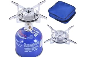 HANGYAN Portable Mini Gas Burner - Titanium Camping Cookware Set for Outdoor Picnic and BBQ - 17x7cm