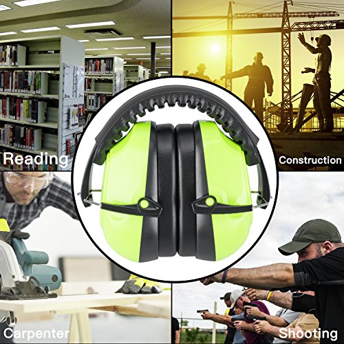 ECOOPRO Gehörschutz, Kapselgehörschützer mit verstellbarem Stirnband, gepolsterte Ohrkissen, faltbare und leichte Geräusche, die Ohrenschützer für Schieß-, Bau-, Lese- und Werftarbeiten abbrechen - 5