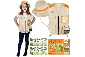 Cheerful Children Toys Kids Explorer Costume Kit including Safari Vest and hat plus Dinosaur and Bug Educational Handbooks. For Dress up, Outdoor Adventures and Role play. Suitable for 3-7 year olds.…