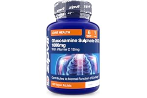 Zipvit Glucosamine Sulphate 2KCl 1000mg with Vitamin C, 180 Vegan Tablets, Supports Bones, Cartilage & Collagen, Reduces Tiredness & Fatigue, Joint Health Supplement, 6 Month Supply
