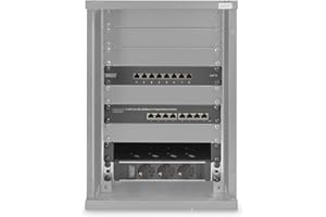 DIGITUS Set da 10 pollici - armadio di rete 9U nero - ripiano - ciabatta elettrica - pannello patch a 8 porte - switch Gigabit a 8 porte