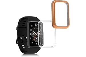 kwmobile 2 x etui kompatybilne z Huawei Watch Fit 2 – silikonowe etui typu Fullbody Cover Case, zestaw przezroczystych, różowe złoto
