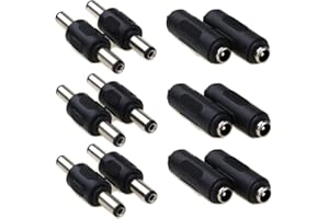 RUNCCI-YUN 6pcs 5,5 x 2,1 mm DC Alimentation Coupleur Femelle vers Femelle de Genre Changeur Adaptateur+6pcs 5,5 x 2,1 mm DC Alimentation Coupleur Mâle vers Mâle Fiches de Genre Changeur Adaptateur