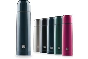 Blumtal Termos Caffè in Acciaio Inox Doppia Parete, Borraccia Termica per Bevande Calde e Fredde, Tappo Quick-Press, 1000ml, Blu Oceano