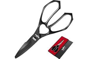 SUCCFLY Kitchen Scissors Heavy Duty, Premium Kitchen Shears for Food, 8.8 Inch Meat Scissor Ultra Sharp Detachable Blade, Black Titanium Plated, Anti-Slip Poultry Shears, Cooking Scissors All Purpose