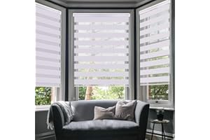 SMONTER Easy Fix Zebra Roller Blind,Day and Night Blinds Curtains with Install Accessories (70CMx150CM-2PACK, WHITE)