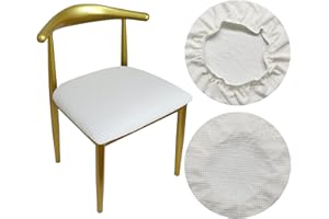 HuaLiSiJi Coprisedile per Sedia Coprisgabello Rotondo Copri Sgabello, Tessuto di Lusso Diametro 30-40cm, Elastico Antirughe Lavabile e Antipolvere (Bianco, 1)