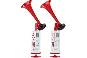 SUPAWAY Corne de supporter Klaxon sécurité Klaxon bateau Corne de brume portable pompe à air Universel air horn avec fourre pour fête camping événements sportifs ne s'épuise Jamais Rouge-2Pcs