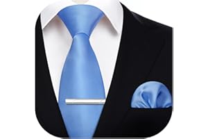 HISDERN Cravate Homme Couleur Unie Mariage Cravates et Mouchoir pour Hommes Classique Formel Ensemble Cravate et Carre de Poche Pinces à Cravate