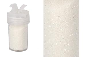 Creativery - Polvere glitterata, 0,26 mm, barattolo da 2,5 x 5,5 cm, con coperchio di spargimento, glitter per fai da te, colore: bianco perla 020