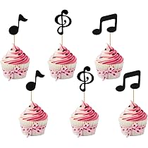 32 decorazioni per torta di compleanno con note musicali e note musicali, bastoncini per torte, decorazioni per musicisti, feste a tema rock