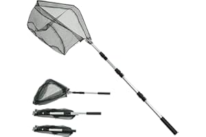 ‎WANGDEFU Fishing Kescher Angeln,Unterfangskescher Angelkescher 150cm,3 Sektionen Teleskop - Aluminiumlegierung - Gummiert - Langlebiges Nylongeflecht,mit Faltbare Fischernetz,für Erwachsene Kinder,Teich,See