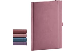 ‎NOTIQUE NOTIQUE Notizbuch Liniert, Hardcover Notizbuch, Notizheft, Journal, Tagebuch mit Gummiband und Stifthalter 15x21cm, 192 Seiten (Rosa, Liniert)