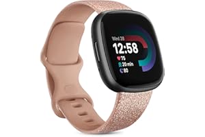 Vancle Bracelet Compatible avec Fitbit Versa 4/Sense 2/Fitibit Versa 3/Sense pour Femmes Hommes, Bracelet de Remplacement Réglable pour Fitbit Versa 4/Sense 2/Versa 3/Sense, Or Rose Flash L