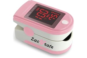 Zacurate Pro Series 500DL Fingertip Pulse Oximeter Blood Oxygen Saturation Monitor with Silicone Cover, Batteries and Lanyard (Blushing Pink)