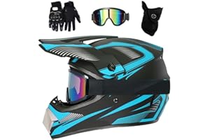 EVGATAVAB Jugend Kinder Integral Motocross Helm, mit Brille/Masken/Handschuhe, Unisex Doppelsport Offstraße Enduro Motorrad Absturz Helme, Bergab BMX MTB ATV Rennen Quad Dirtbikes Helm