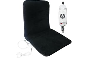 Delindo Lifestyle Beheizbare Bürostuhl Sitzauflage, 43x94 cm, Stuhlkissen für Gesäß und Rücken mit 3 Temperaturstufen, 2 Heizzonen, Schwarz