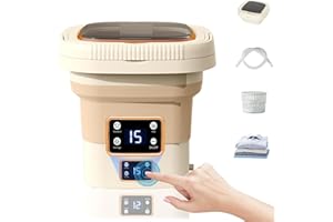 TECKZOON Mini Lavadora Plegable, 9L Mini Lavadora Automático Portátil con Centrifugado, 3 Modos Lavadora de Viaje con Cesta de Drenaje, Lavadora de Camping para Calcetines Ropa Interior Limpieza