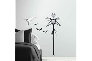 RoomMates RMK3765GM The Nightmare Before Christmas Jack Peel And Stick - Decalcomanie giganti da parete, nero viola, bianco, 1 foglio 92,7 x 43,8 cm
