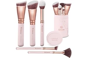 LAMORA Set Pinceaux Maquillage Teint Contouring Poudre Rouge - Kit Sculptant Pour Visage - Parfait Pour le Mélange Liquide, Crème ou Poudre Cosmétique Sans Défaut - Polissage, Pointillé.
