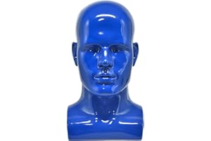 Tcwuzick Male Mannequin Head Professional Manikin Head for Display Wigs Hats Headphone Mask Sunglasses Jewelry and Scravat Display Stand (Blue)