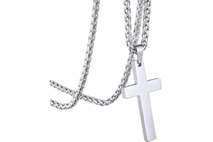 GOLDCHIC JEWELRY GoldChic Collier Croix Chretienne Homme Inri/Noeud Celtique/Serpent/Bible Pendentif Croix Femme personnalisable Chaine Garcon Pendentif Religieux Acier/Or/Noir Amulette de Protection