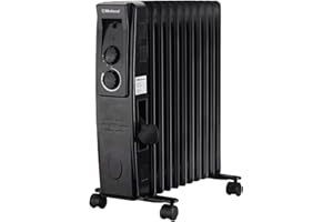 Belaco Oil Filled Radiators 11 Fins Portable Electric Heater Adjustable Thermostat Control 3 Heat Settings Portable Heater Overheat Protection 2500W Energy Efficient Heavy-Duty Castor