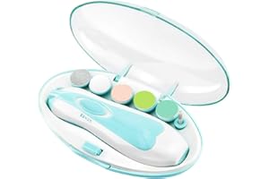 Kyowoll Tagliaunghie Neonato, Multifunzione Sicuro Tagliaunghie Bambini Set Tagliaunghie Elettrico Lima Unghie per Bambini 6 in 1 con LED Light per Neonati e Adulti Manicure (Blu)
